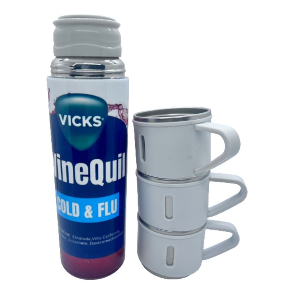 Vicks WineQuil Stainless Steel Thermos Flask 3 Cups 500ml Travel Mug New
